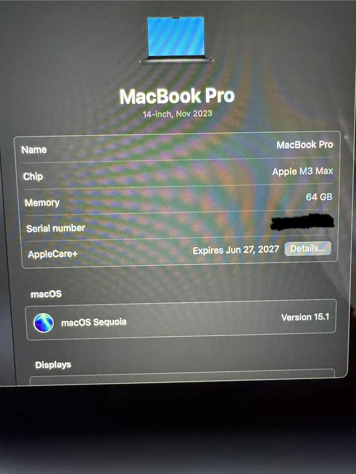 MacBook Pro 14 Space Black Nov 2023 4.06 GHz M3 Max 16-Core 40-Core GPU 64GB 2TB